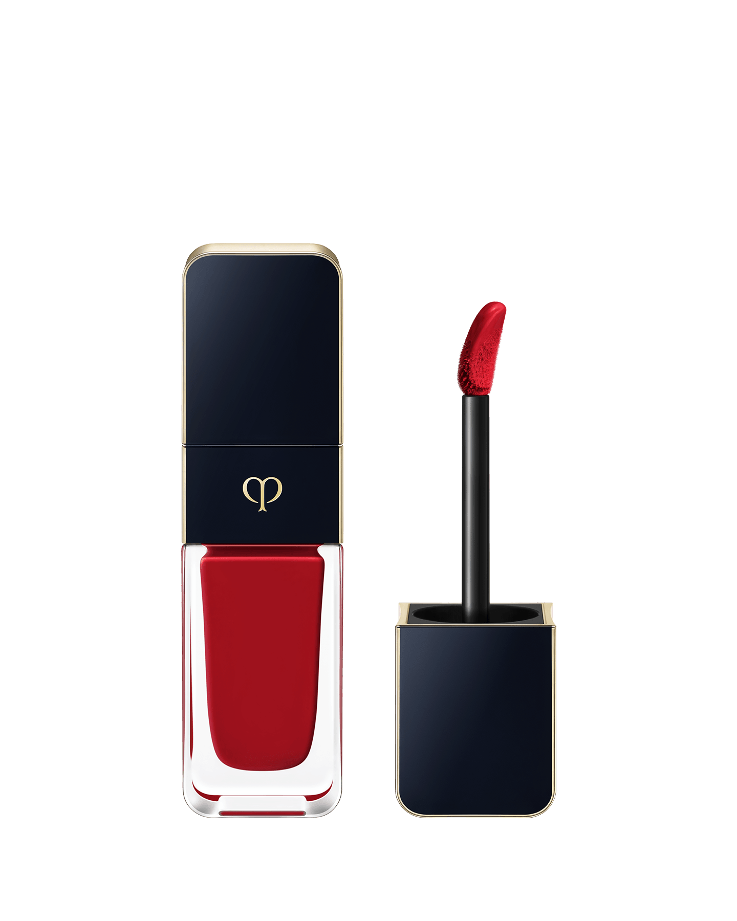 Photo of CREAM ROUGE SHINE, with a blue-black cap engraved with the brand logo and a clear body. The cap comes with a stick with a tip attached. SHADE: 103.