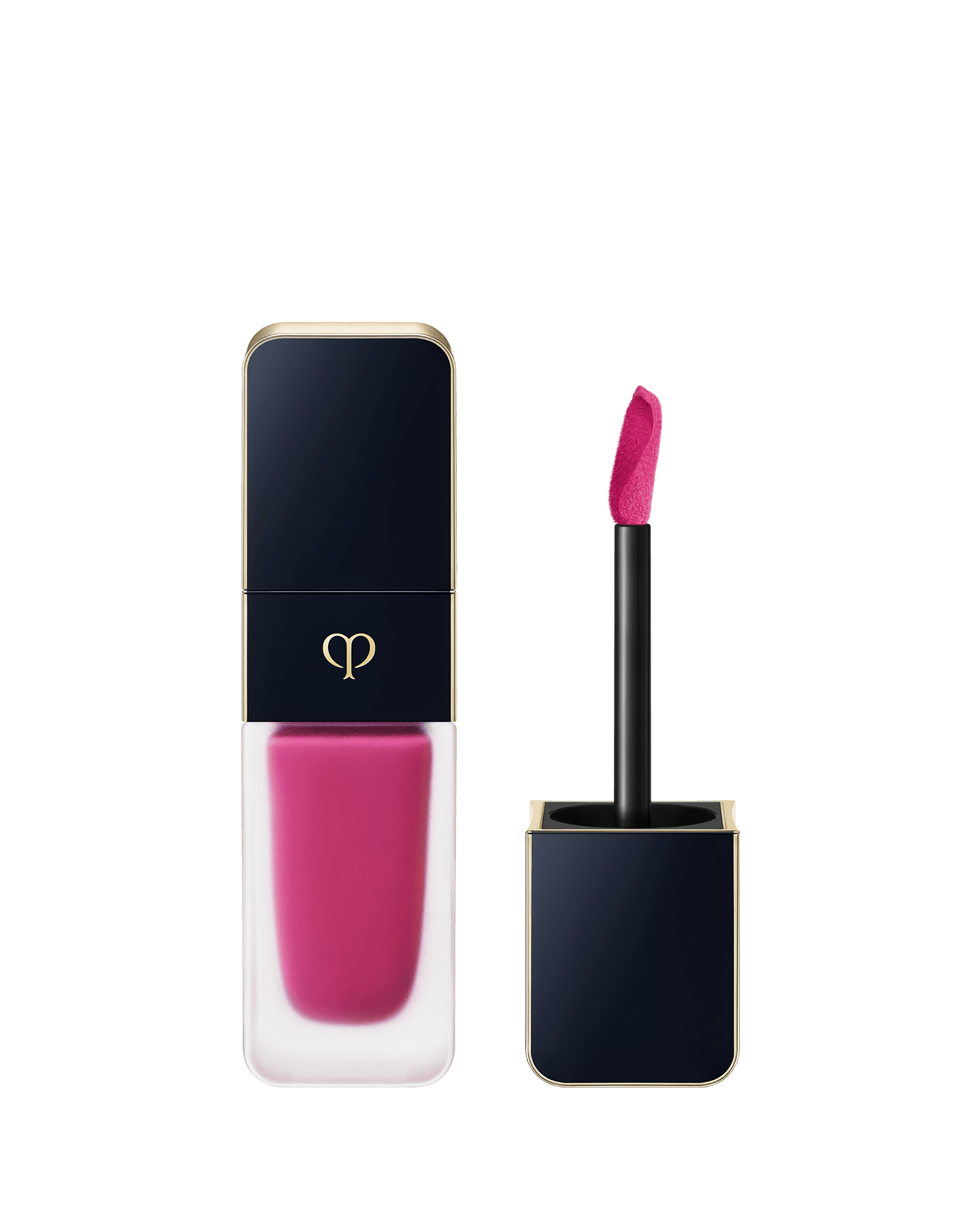 Photo of CREAM ROUGE MATTE with a translucent body and a blue-black cap engraved with the brand logo. The cap comes with a stick with a tip attached. SHADE: 119.