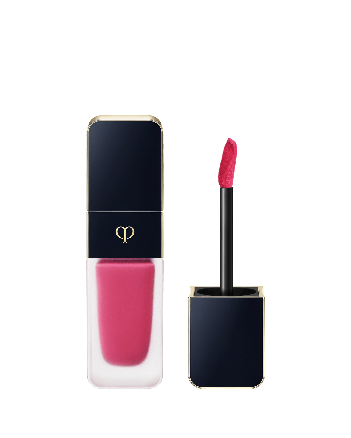 Photo of CREAM ROUGE MATTE with a translucent body and a blue-black cap engraved with the brand logo. The cap comes with a stick with a tip attached. SHADE: 118.