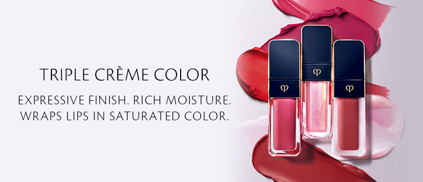 TRIPLE CRÈME COLOR EXPRESSIVE FINISH. RICH MOISTURE. WRAPS LIPS IN SATURATED COLOR.